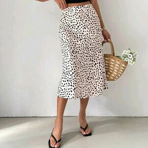 Women's Mid-Length Satin Printed Fish Tail Skirt